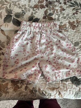 Amazon Girls White Shorts with Pink Floral Print